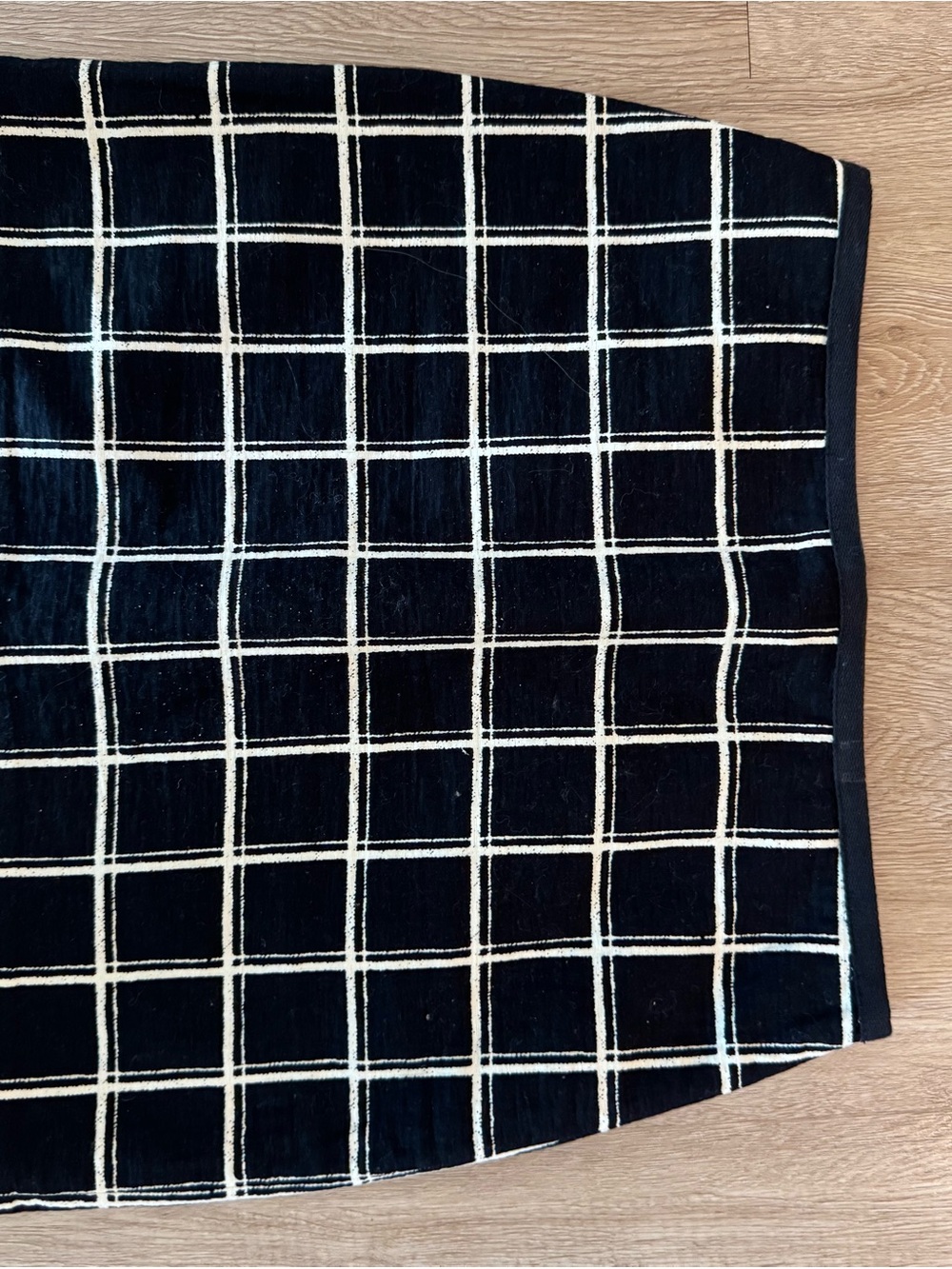 Madewell Black Skirt with White Windowpane Grid